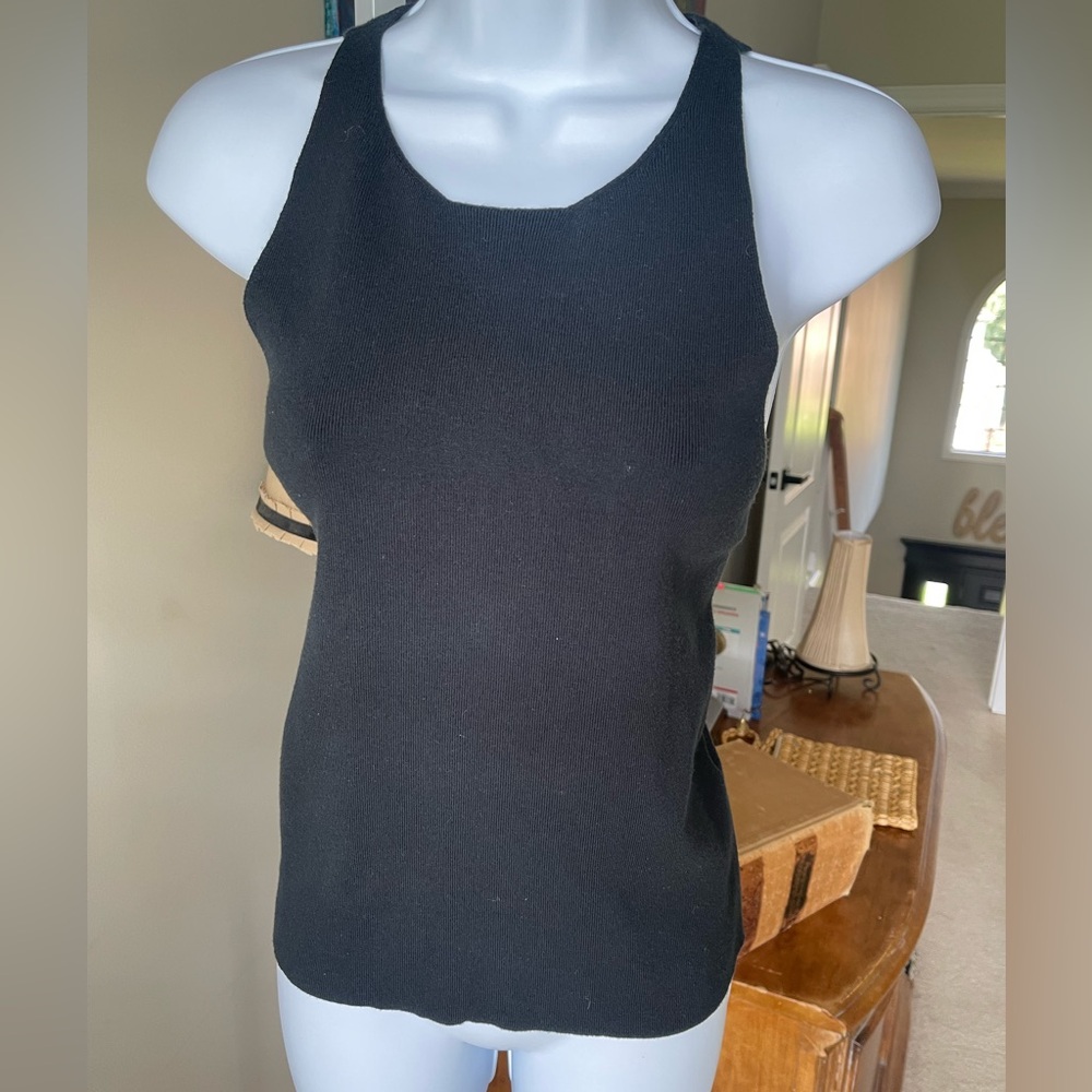 Ralph Lauren Black Ribbed Tank Top Size Large Sleeveless Classic Essential